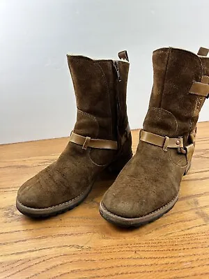 UGG Australia Boots Womens 5.5 Brown 5604 Endell Leather Suede Buckles Biker • $44.99