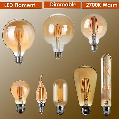 £13.89 • Buy E14 E27 LED Light Bulbs Retro Warm Amber Filament 240V Vintage Edison Light Bulb