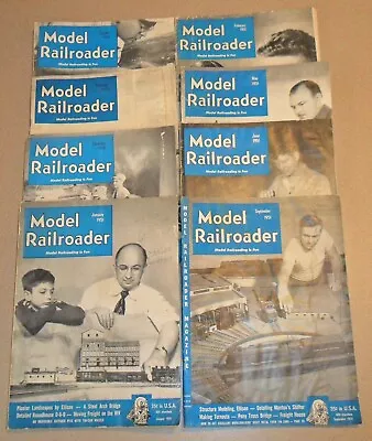 8 Original Vintage MODEL RAILROADER MAGIZINES October 1950 - September 1951 • $10