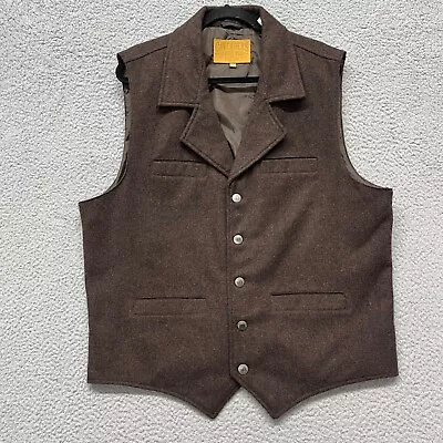 Cavenders Vest Mens XL Brown Wool Felt Western Cowboy Rodeo Horse • $29.88