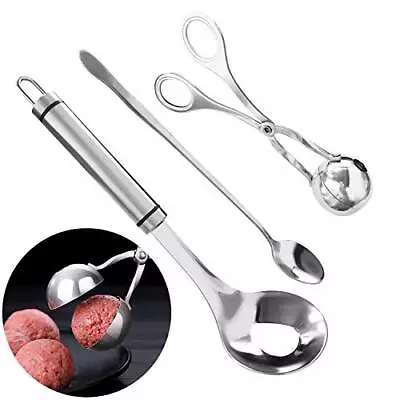 3 Pcs Meatball Maker Spoon Stainless Steel Non-Stick Meat Baller Spoon • $18.15