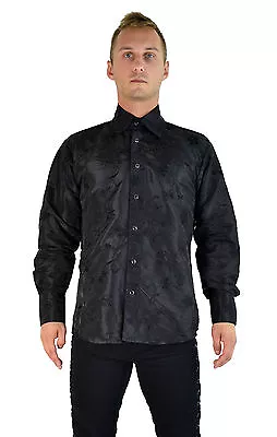 Shrine Aristocrat Gothic Steampunk Pirate Victorian Black Orchid Dress Shirt  • $114.99