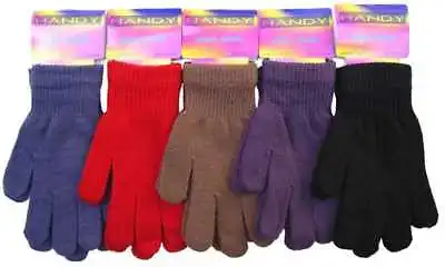 New Unisex Children Magic Stretch Winter Warm Acrylic One Size Soft Gloves Gift • £2.98