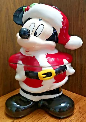 Disney Mickey Mouse Christmas Large Lidded Canister Cookie Jar Zrike Brands • $45