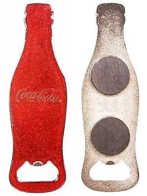 Coca Cola Glitter Red Bottle Cap Opener Fridge Magnet Bar Tool Set Beer Drink  • £5.49