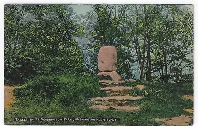 Washington Heights NY Vintage Postcard View Of Tablet In Washington Park 1914 • $2