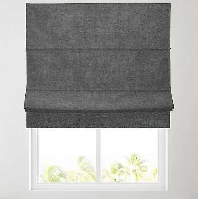 £85 • Buy Charcoal Chenille Lined Roman Blind - Choice Of Standard Or Deluxe Headrail
