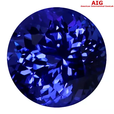 1.91 Ct AIG Certified AAAA Grade  Round Cut (7 X 7 Mm) Violetish Blue Tanzanite • $544.99