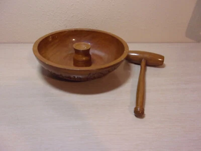 $11.99 • Buy Set Of 2 Wooden Nut Cracker Bowl And Wooden Hammer Or Mallet Nut Cracker