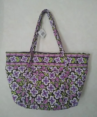 Vera Bradley Miller Tote Bag Retired Plum Petals Pattern Purple Floral Pockets • $82