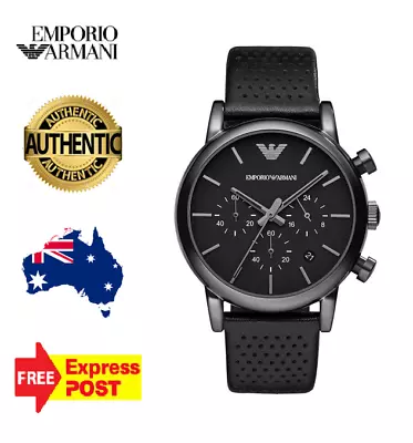 New Emporio Armani Luigi Ar1737 Black/leather Chronograph Mens Watch  • $239.99