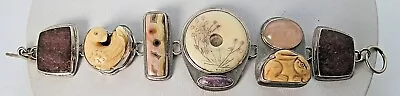 Stunning Vintage Asian Influence Sterling Rabbit & Bird & Gemstone Bracelet • $129.99