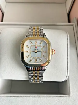 Michele Meggie Two-Tone 18K Gold White Dial Stainless Steel Watch MWW33B000009 • $1135.25