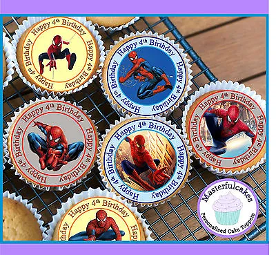 24 X Spiderman 4th Birthday Edible Cupcake Toppers Wafer Paper Or Icing  • £4.25