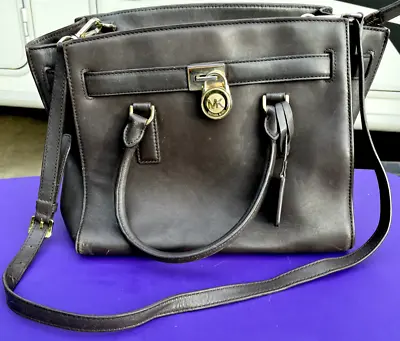 Michael Kors Hamilton Leather Medium Satchel Dark Green Crossbody • $22.99