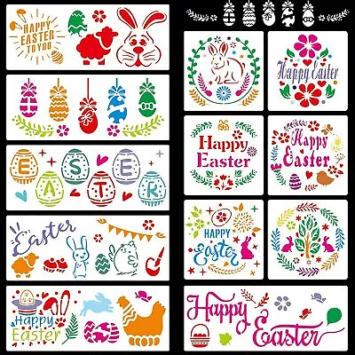 Qpout Plastic Easter Painting Drawing Stencils - 12 Pcs - Easter Bunny Art Craft • £8.99