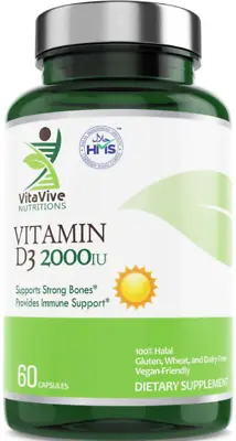 VitaVive Halal Vitamin D3 (2000 IU) Supports Bones Provides Immune Support. • $13.99