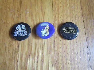 Vtg Star Wars Buttons Pins Darth Vader Words Helmet R2D2 C3PO Hard To Find! • $19.95