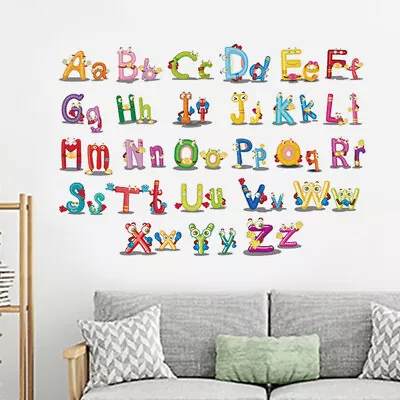  Removable Cartoon Alphabet Letters Wall Stickers Self-adhesive Wall Decals For • £7.99