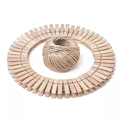 100 Pcs Mini Natural Wooden Clothespins And 82 Ft Jute Twine Baby Clothes Pins 3 • $11.54