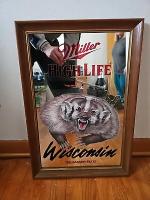 1994 Miller High Life Beer Wisconsin The Badger State Mirror - LOCAL PICKUP ONLY • $124.99