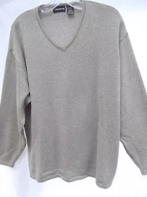 Claiborne Sweater Fine Knit Lightweight Marled Yarn Beige Tan V-neck Sz XL MINT • $23.99