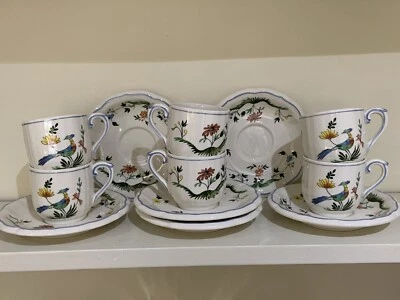 £79 • Buy GIEN France Espresso Cup & Saucer X 6 Oiseaux De Paradis Birds Of Paradise