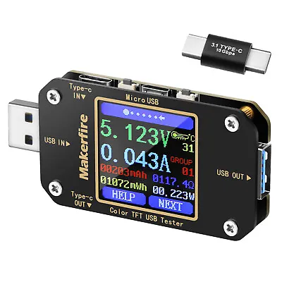 Type-C USB Power Tester Digital Voltmeter Ammeter Volt Amp Bank Meter Multimeter • $16.13