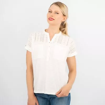 £14.95 • Buy TU Womens Shirt Ivory Blouse Short Sleeve Button-Up Embroidered Casual Tops