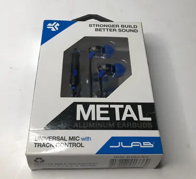 Jlab WIRED Metal Earbuds With Mic & Track Control - Blue/Black - Hook It Up • $8.99