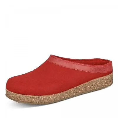 New $150 Haflinger Grizzly Red Wool Leather Clog Slippers 41 (10 Womens 8 Mens) • £84.54