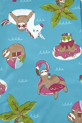 Vinyl Tablecloth With Flannel Backing 52 X 120'' Oblong Sloths Pool Party Floats • $13.95