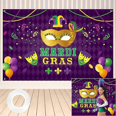 Mardi Gras Decorations Carnival Party Decor Masquerade Photography Backdrop Prop • £8.69