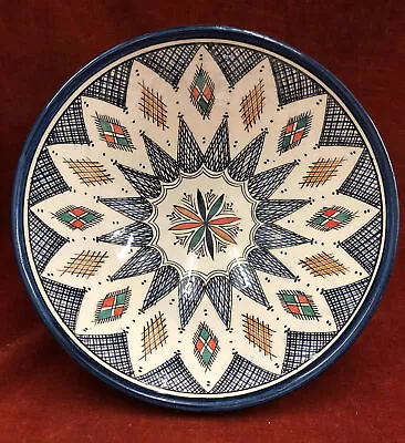 £65 • Buy Salah Safi Moroccan Pottery - Large Centre Piece Footed Dish / Can Be Wall Hung.