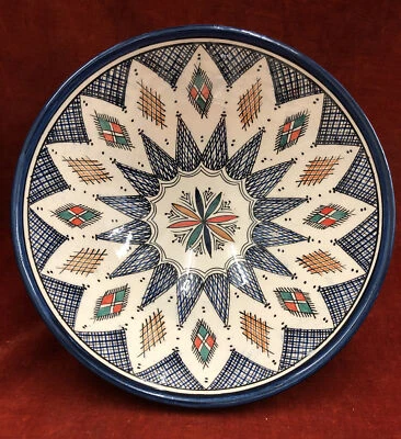 £49.99 • Buy Salah Safi Moroccan Pottery - Large Centre Piece Footed Dish / Can Be Wall Hung.
