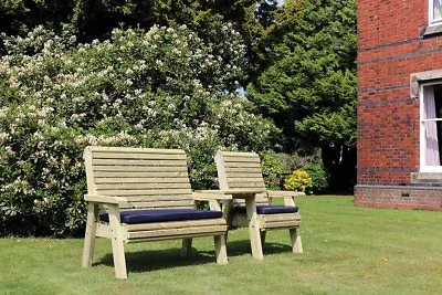 Wooden Garden Bench  Garden Chairs Benches Trio Set Companion Set Love Seat • £289