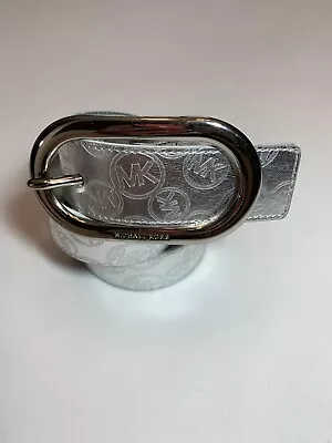 Michael Kors Belt 40 XL MK Signature Metallic Silver 553347 • $20