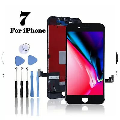 For IPhone 7 LCD Screen Replacement Touch Digitizer Display Assembly Black+Frame • £10.99