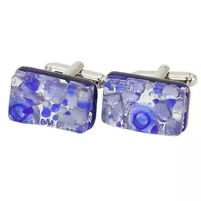 GlassOfVenice Murano Glass Venetian Classic Rectangular Cufflinks - Periwinkle • £38.88