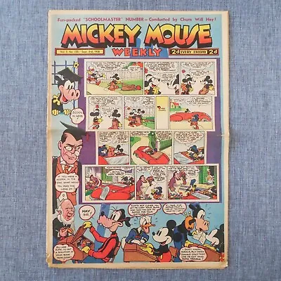 1938 Mickey Mouse Weekly Comics Vol. 3 No. 135 Walt Disney Vintage Newspaper • $49.99