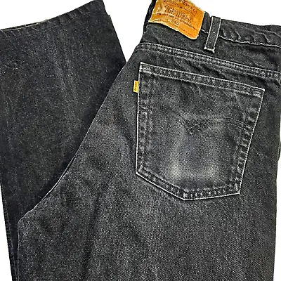 Levis 540 Jeans Black Denim VTG 90s USA Leather Patch 36x29* See Measurements • $43.16