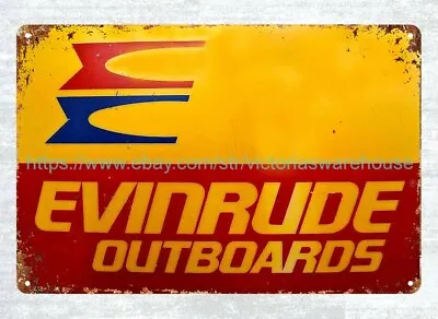 EVINRUDE OUTBOARD BOAT MOTOR DEALER Metal Tin Sign Decorate Shop • $18.88