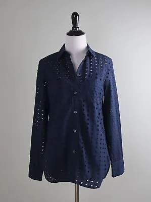 J.CREW NWT $118 Navy Classic Cami Lined Shirt Top In Embroidered Eyelet Size 2 • $29.99