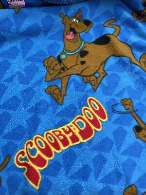 £26.37 • Buy Scooby Doo Fleece Blanket Hanna Barbera Blue Soft Red Letters Vintage