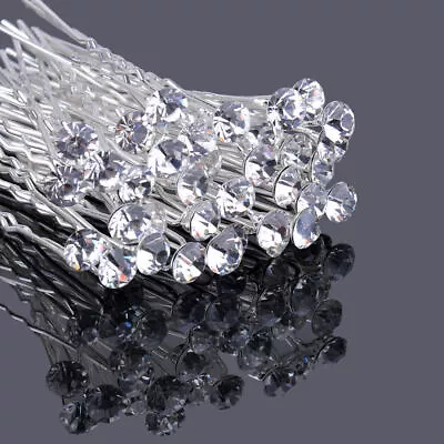 £1.99 • Buy 10PCS X 8MM CRYSTAL RHINESTONE HAIR PINS BRIDAL WEDDING PROM PARTY -MANY COLOURS