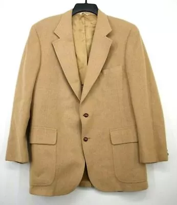 PBM Men Tan Notch Lapel 2-Button Flap Pocket Camel Hair Career Dress Blazer • $27.89