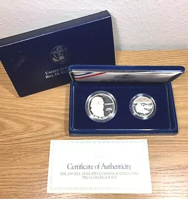 1993 Two Coin Bill Of Rights  Marshall  Proof Set $1 Silver 50c Clad OGH & Cert • $54.90