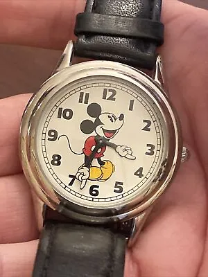 $41.99 • Buy Fossil~**MICKEY MOUSE WATCH**~Mickey & Co~LTD EDITION~SilverTone~LEATHER BAND