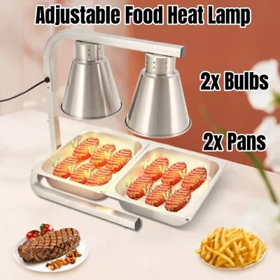 Fry Warmer W/ Dual Pans Grate & 2 Bulb Kit Food Heat Lamp Stand Commercial • $98