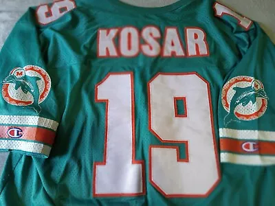 Miami Dolphins Aqua Jersey #19 (Bernie) Kosar Size 52 Stitched Smoke-free • $51